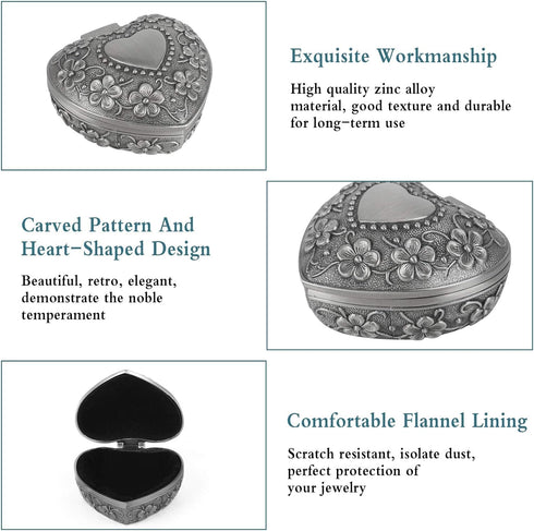 Vintage Heart Shaped Jewellery Box